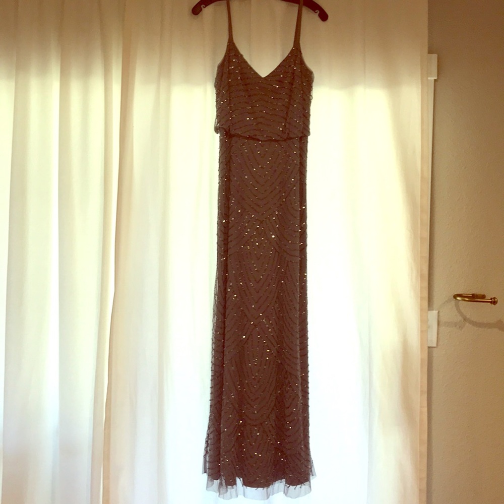 Long grey embellished dress
